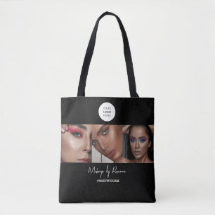 Three Photo Template Black Customisable Business Tote Bag