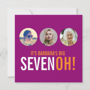 Three photos 70th SEVENOH! photo birthday invite