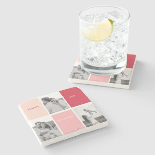 Three Photos Happy Valentines Day Stone Coaster