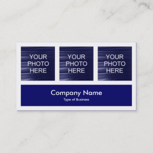 Three Photos Plus One - Deep Navy Blue Business Card