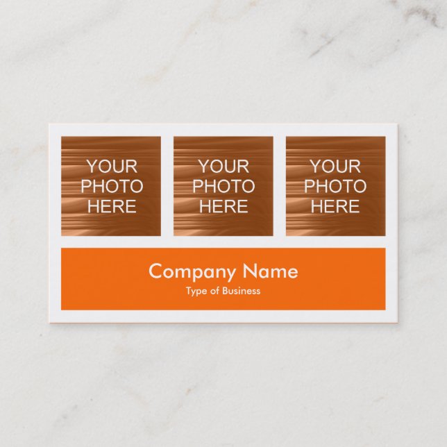 Three Photos Plus One - Orange Business Card (Front)