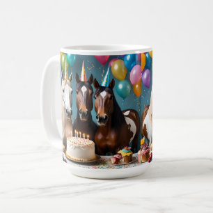 Three Piebald Horses Birthday Party, Coffee Mug