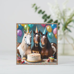 Three Piebald Horses Birthday Party, Invitation