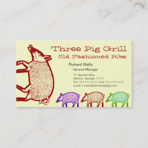 Three Pigs - Business Card for Farm, Restaurant