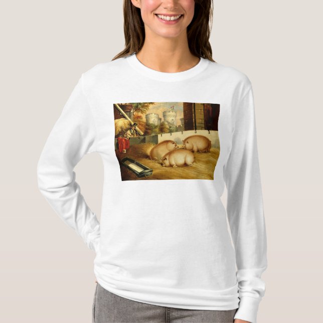 Three Pigs with Castle in the Background T-Shirt (Front)