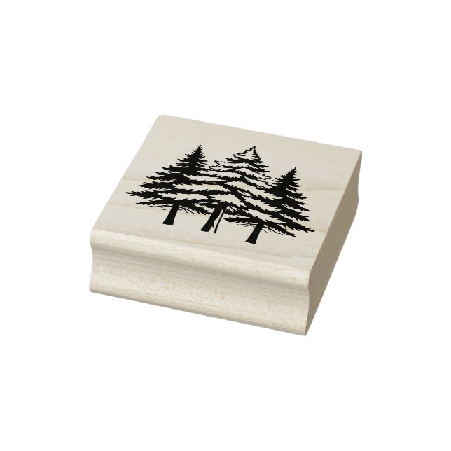 Three Pine Trees in Silhouette  Rubber Stamp (Stamp)