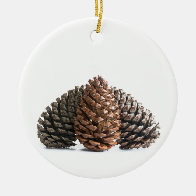 Three pinecones ceramic tree decoration (Front)