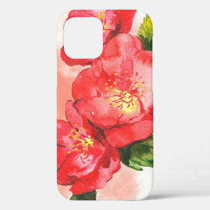 Three Pink and Red Watercolor Roses iPhone 12 Case