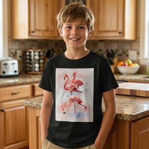 Three Pink Flamingos  in Watercolor Art Print T-Shirt