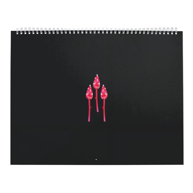 Three pink flowers with a black background calendar (Cover)