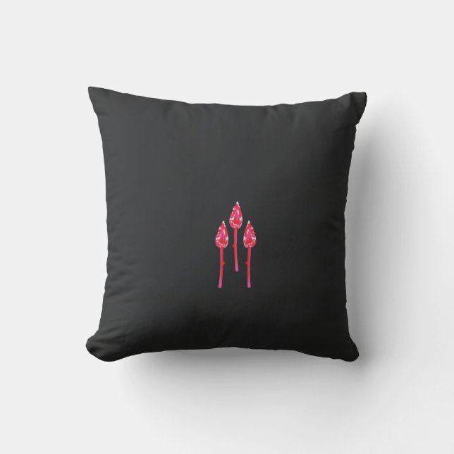 Three pink flowers with a black background cushion (Front)