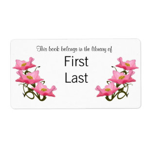 Three Pink Poppies Borders Bookplate
