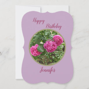 THREE PINK ROSES/PERSONALIZED BIRTHDAY CARD