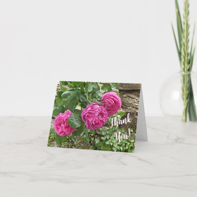 Three Pink Roses/Thank You! Note Card (Front)