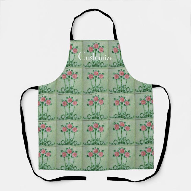 Three Pink Roses Thunder_Cove Apron (Front)