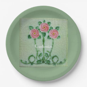 Three Pink Roses Thunder_Cove  Paper Plate