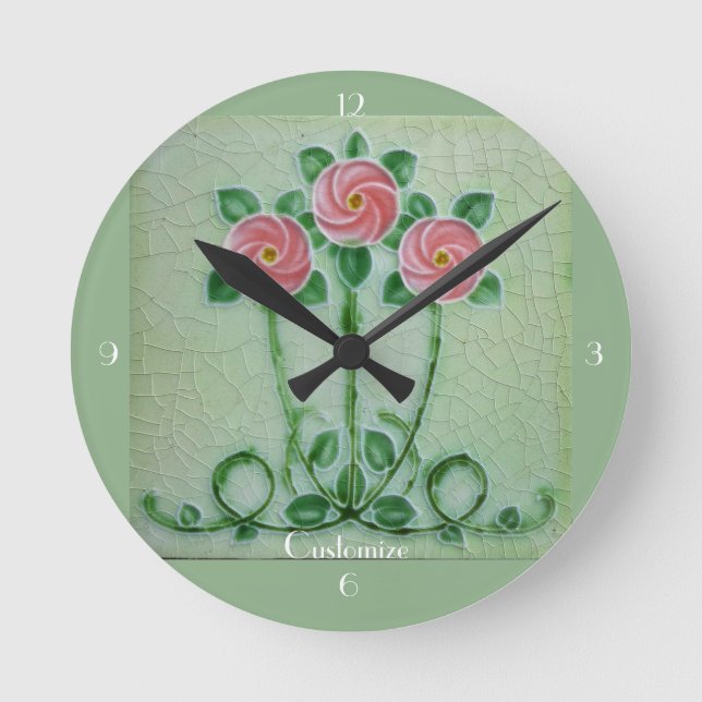 Three Pink Roses Thunder_Cove Round Clock (Front)