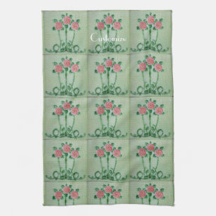 Three Pink Roses Thunder_Cove Tea Towel
