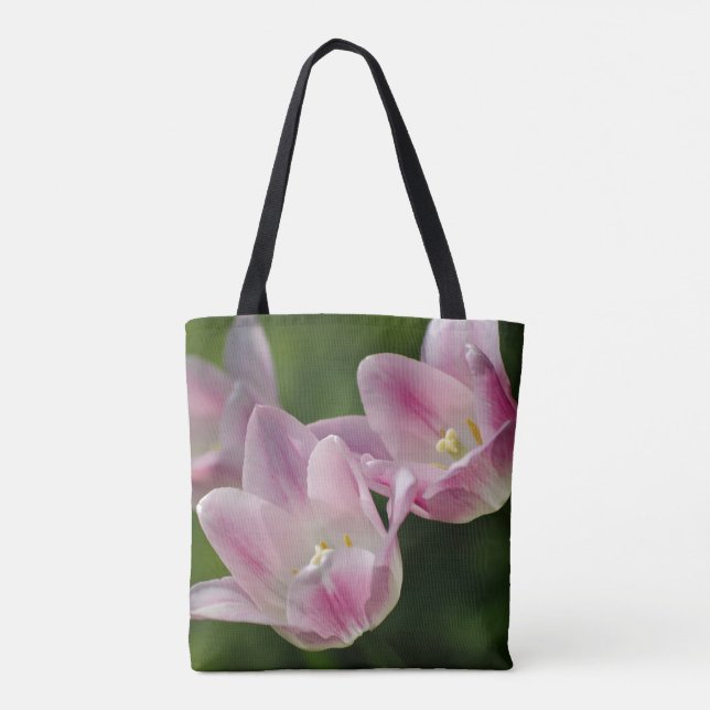 Three pink tulips  tote bag (Back)