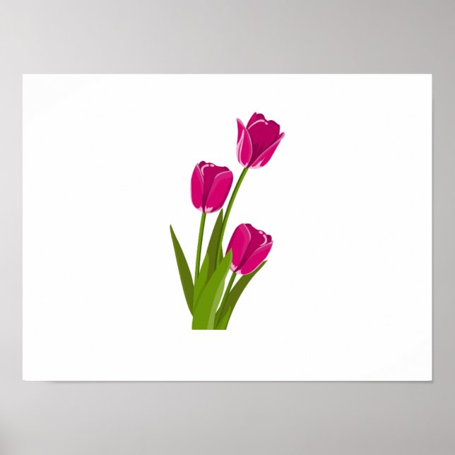 Three Pink Tulips turning Towards Right Poster (Front)