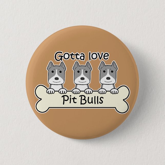 Three Pitbulls 6 Cm Round Badge (Front)