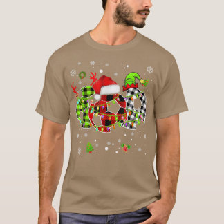 Three Plaid Soccer Balls Christmas Lights Player L T-Shirt