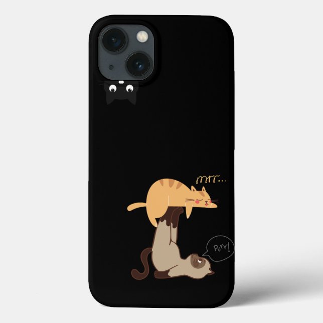 Three Playful Cats iPhone Case – Minimalist  (Back)