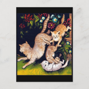 Three Playful Cats Postcard