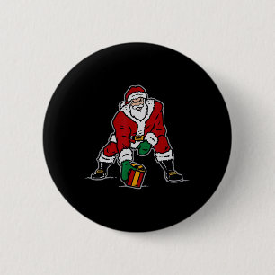 Three Point Stance Santa Christmas Football Lover 6 Cm Round Badge