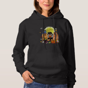 Three Pomeranian Dogs Witch Scary Mummy Halloween Hoodie