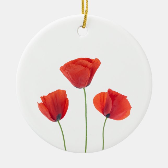 Three poppies ceramic tree decoration (Front)