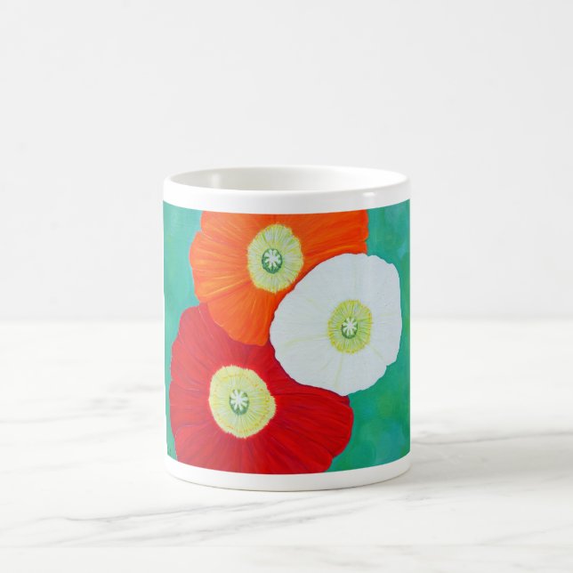 Three Poppies Painting Coffee Mug (Center)