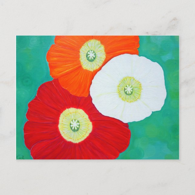 Three Poppies Painting Postcard (Front)