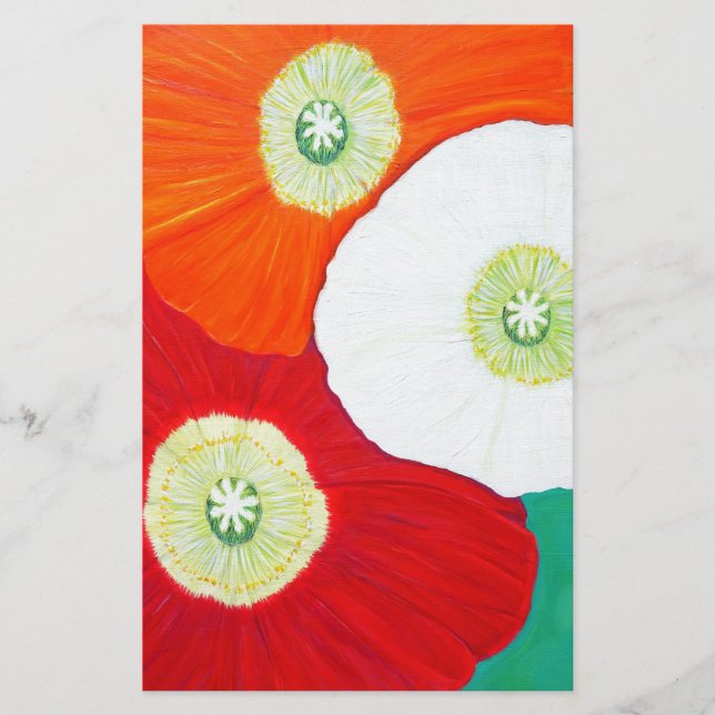 Three Poppies Painting Stationery (Front)