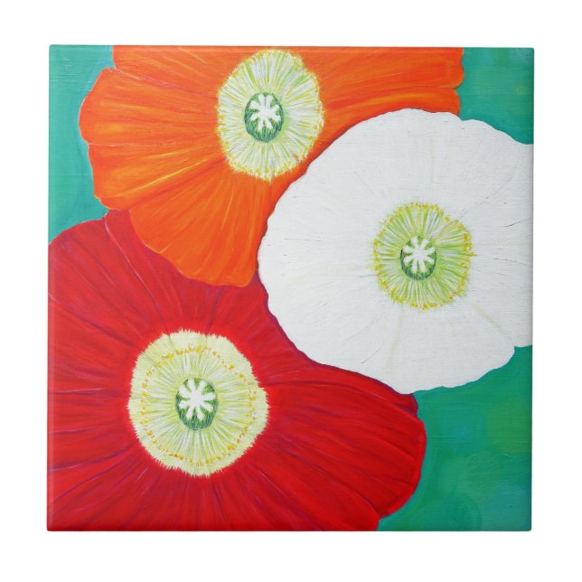 Three Poppies Painting Tile (Front)