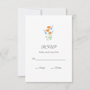 Three Poppies Watercolor Bouquet RSVP Card