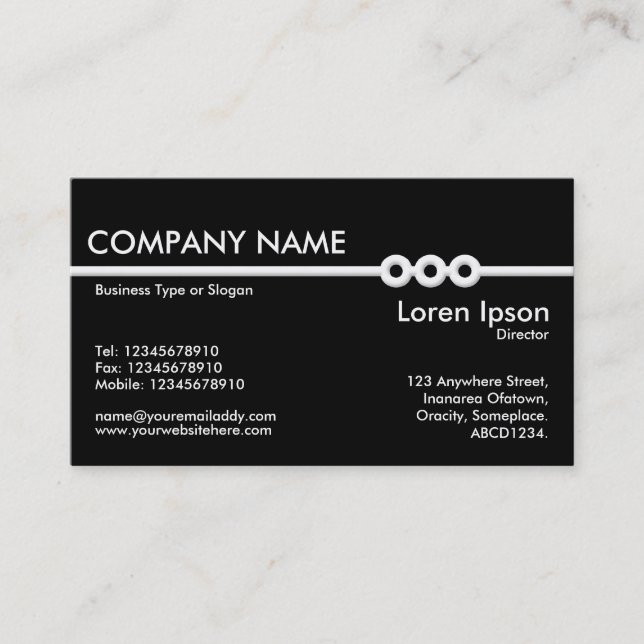 Three Portholes Line - Black Business Card (Front)
