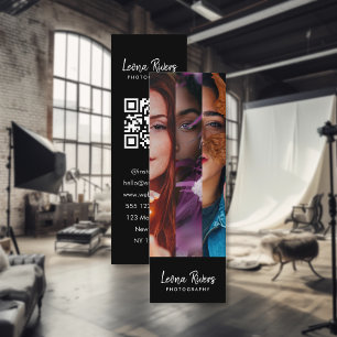 Three-Portrait QR Code Photographer Business Card