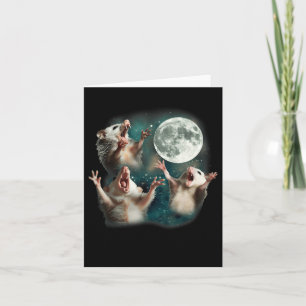 Three Possum Moon _ 3 Opossum Funny Weird Cursed M Card