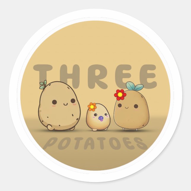 Three Potatoes Classic Round Sticker (Front)