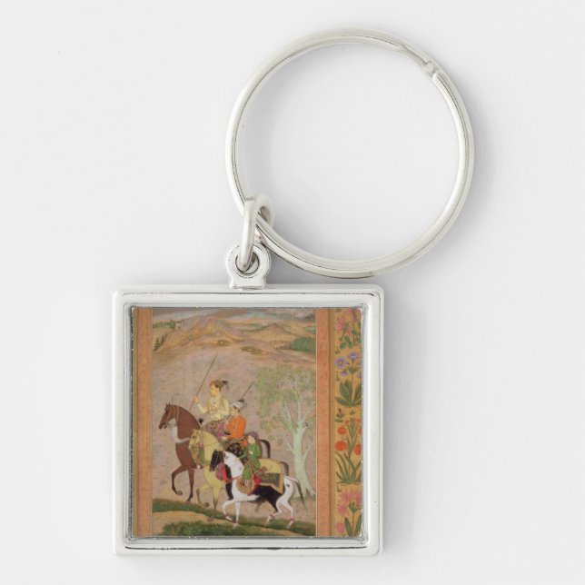 Three Princes Going Hunting, c.1635 (gouache on pa Key Ring (Front)