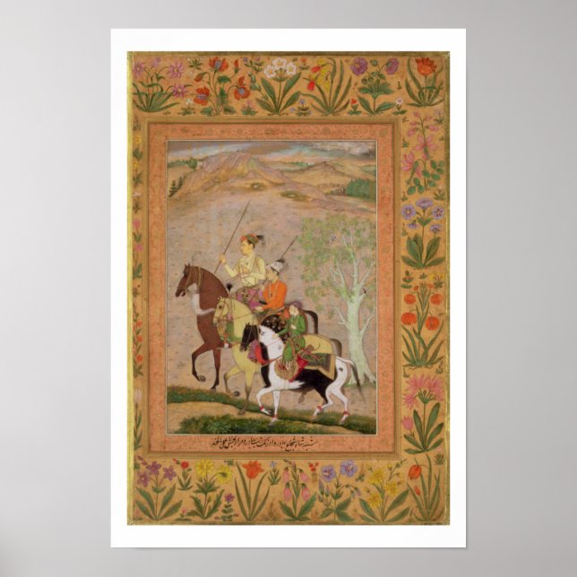 Three Princes Going Hunting, c.1635 (gouache on pa Poster (Front)