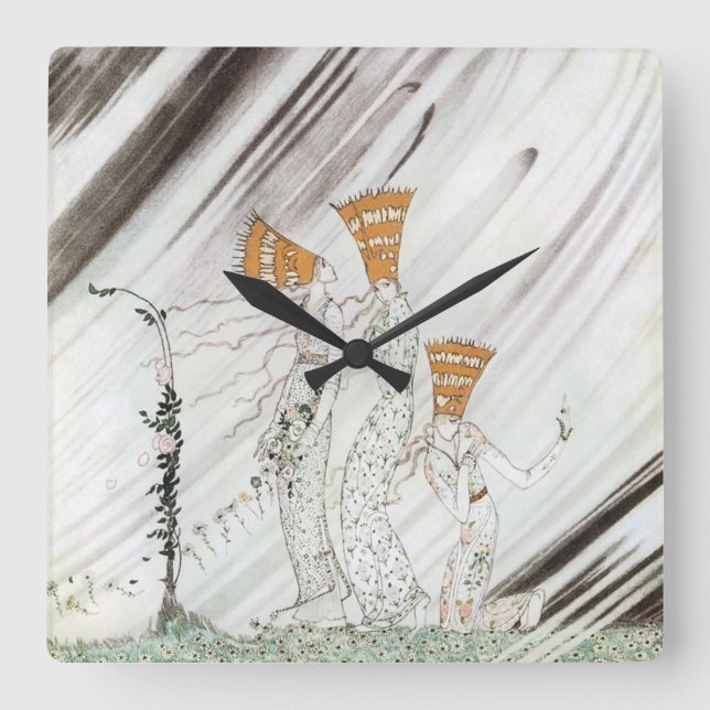 Three Princesses in Blue Mountain by Kay Nielsen Square Wall Clock (Front)