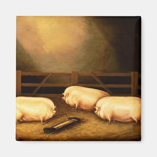 Three Prize Pigs outside a Sty Magnet (Front)