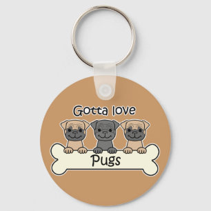 Three Pugs Key Ring