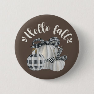 Three Pumpkin Hello Fall 6 Cm Round Badge