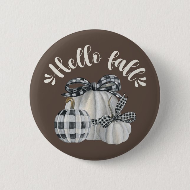 Three Pumpkin Hello Fall 6 Cm Round Badge (Front)