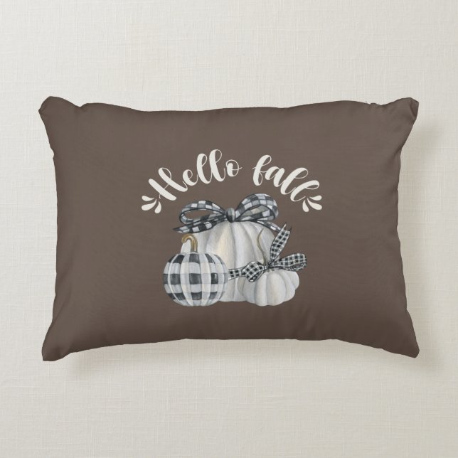 Three Pumpkin Hello Fall Decorative Cushion (Front)