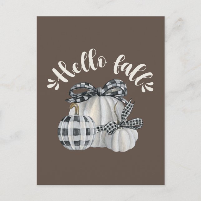Three Pumpkin Hello Fall Postcard (Front)