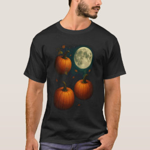 Three Pumpkins Moon Meme 3 Pumpkin Funny Weird Fal T-Shirt